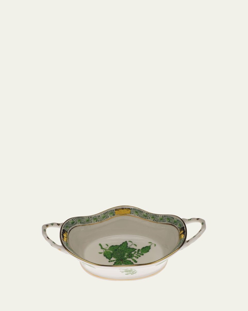 Chinese Bouquet Green Large Basket with Handles